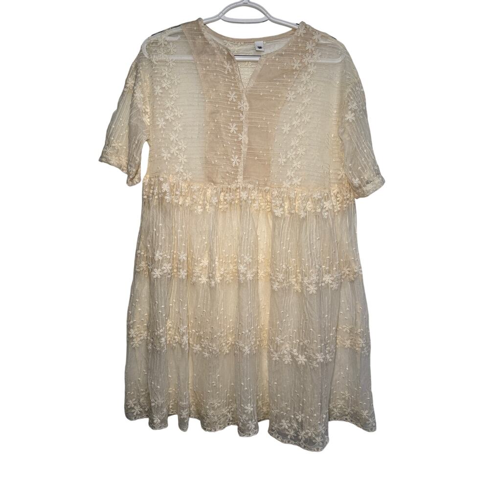 Mossimo sheer embroidered dress womens large ethereal coquette fairy grunge boho